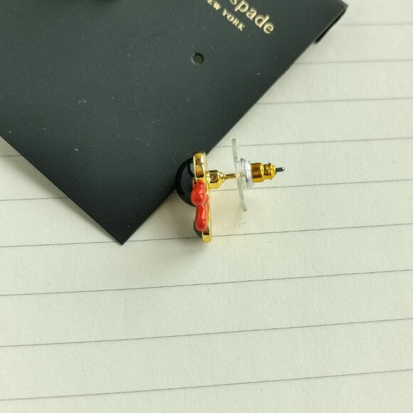 Minnie Gold Red Black Enamel Stud Earrings - Kate Spade - Picture 3 of 3
